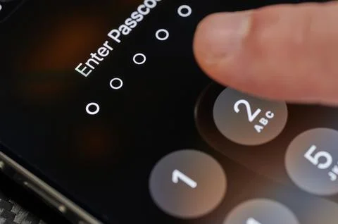 Enter passcode in new Iphone 15 pro max Foto stock