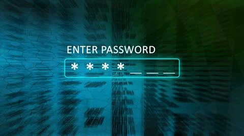 Enter password concept screen with a password box and asterisks. Abstract blue Stock Photos