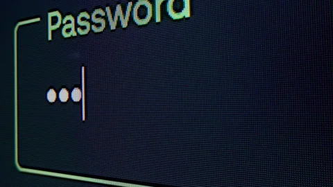 Enter password on PC, Log in Close up of computer screen entering correct Stock Footage 295876338