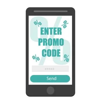 Enter Promo code. Flat vector smartphone icon, symbol, design illustration イラスト素材