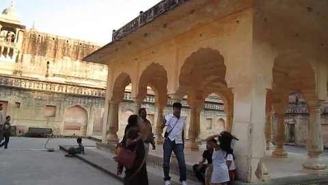Enter the rajput castle Stock Footage 121192564