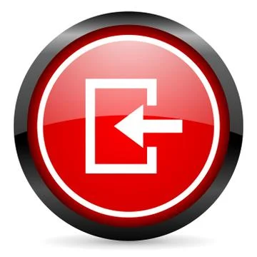 Enter round red glossy icon on white background. Illustrazione stock