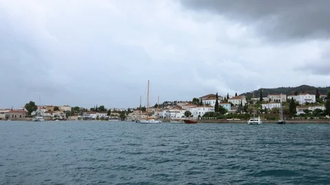Enter Spetses from the sea Stock Footage 122938967