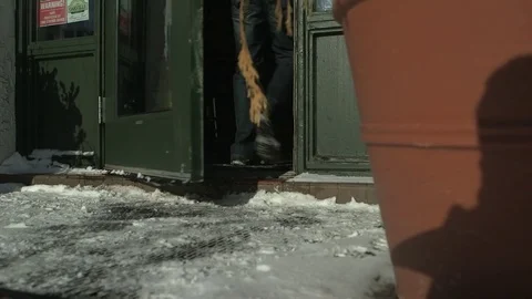 Enter store from cold Stock Footage 70640237