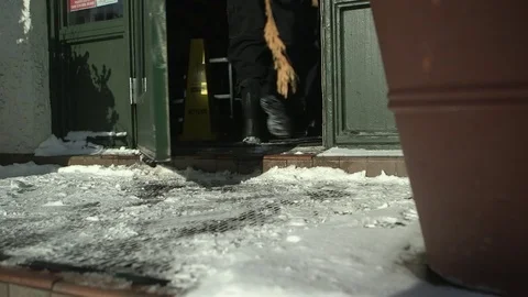Enter store from cold Stock Footage 70640291