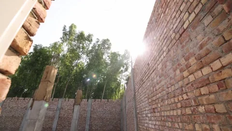Enter Through Door of Brick Building Under Construction In India Stock-Footage 267437613