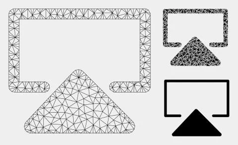 Enter Vector Mesh Network Model and Triangle Mosaic Icon Stock Illustration