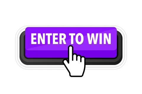 Enter to win button with cursor. Pointer click. Vector web button. Illustrazione stock