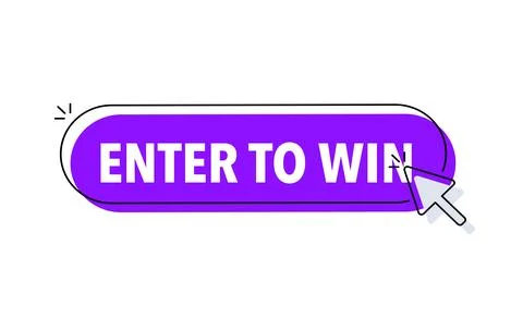 Enter to win button with cursor. Pointer click. Vector web button. Иллюстрация
