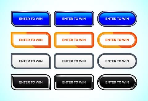 Enter to win button set of different shapes and colors. Suitable for mobile.. Stock Illustration