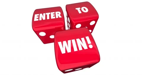 Enter to Win Dice Rolling Contest Game Lottery Jackpot 4K Stock Footage 60239394