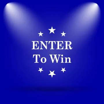 Enter to win icon. Flat icon on blue background.. Stock Illustration