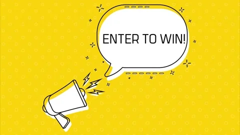 Enter to win. Megaphone and yellow speech bubble with quote. Blog management Stock Footage 226820198