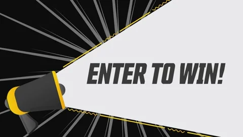 Enter to win. Megaphone in promotion banner. Advertising, marketing speech. 4K Stock Footage 226816163