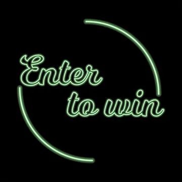 Enter to win neon signboard. Vector illustration. Stock Illustration