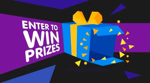 Enter to win prizes gift box. Cartoon origami style vector illustration 스톡 일러스트