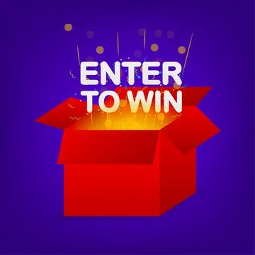 Enter to win prizes megaphone yellow banner in 3D style on white background Stock-Illustration