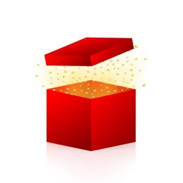 Enter to Win Prizes. Open Red Gift Box and Confetti. Vector stock Illustratio Stock Illustration