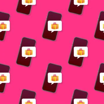 Enter to Win Prizes. Open Red Gift Box and Confetti on smartphone screen pettern Stock Illustration