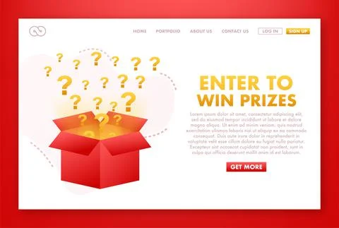 Enter to Win Prizes. Open Red Gift Box and Confetti. Vector stock Illustration Stock Illustration
