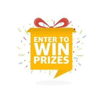Enter to win prizes. Prize box opening and exploding with fireworks and confe 스톡 일러스트