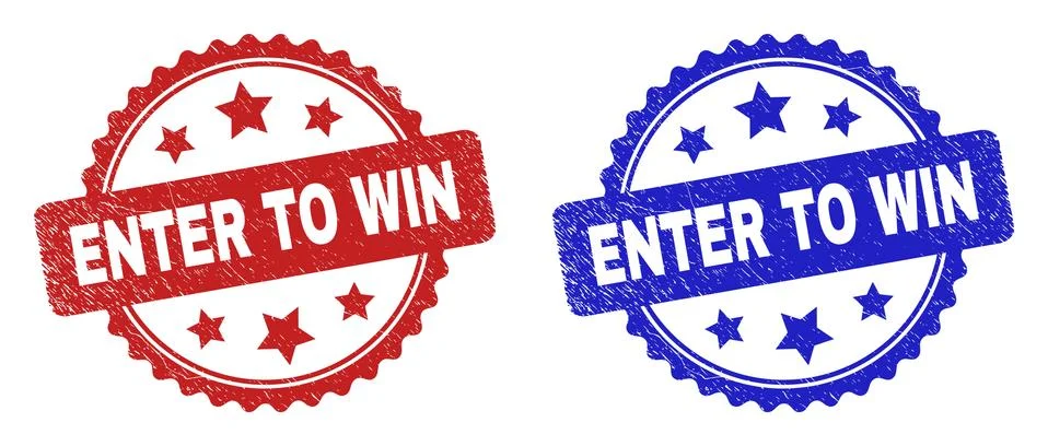 ENTER TO WIN Rosette Stamps Using Rubber Texture Stock Illustration