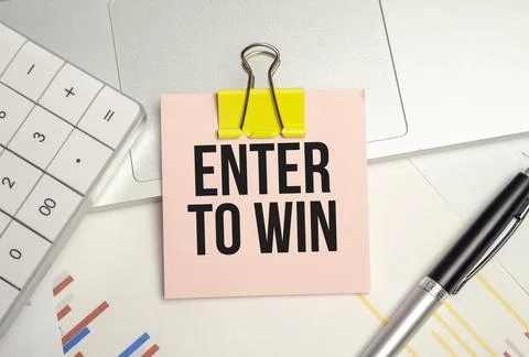 Enter to Win symbol. White note with words Tips and tricks on beautiful woo.. Stock Photos