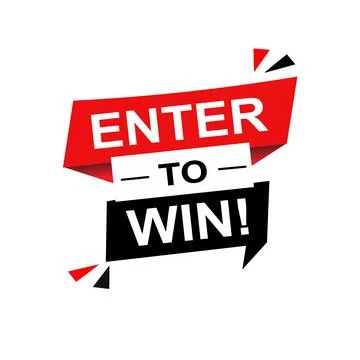 Enter to Win Text on Red and Black Ribbon Banner Designs Stock Illustration