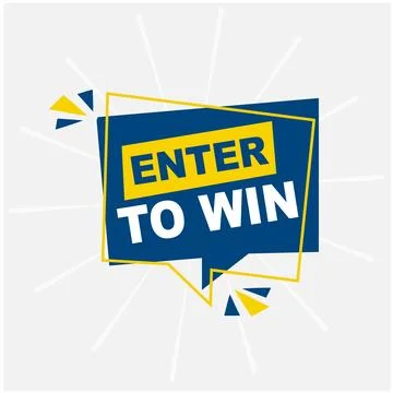 Enter to Win Text in Yellow and Blue Burst Speech Bubble Design 库存插图