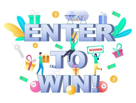 Enter to win typography banner template, vector illustration Stock Illustration