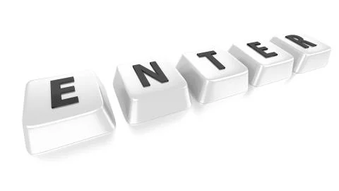 Enter written in black on white computer keys. 3d illustration. isolated back Stock Illustration