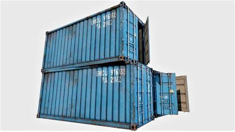 Enterable Blue Shipping Container - PBR 3D Model