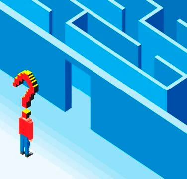 Entering the 3D Labyrinth Stock Illustration