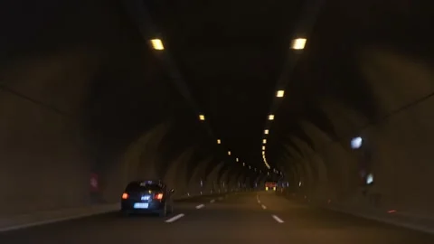 Entering and exiting a tunnel in the Taurus mountain range Stock Footage 146030002