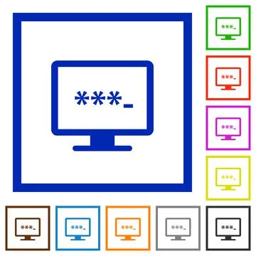 Entering to application flat framed icons Stock Illustration