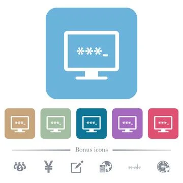 Entering to application flat icons on color rounded square backgrounds Stock Illustration