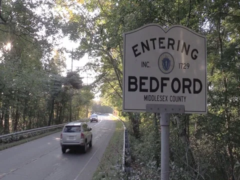 Entering Bedford, Massachusetts Stock Footage 80420771