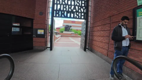 Entering the British Library. Stock Footage 276606866