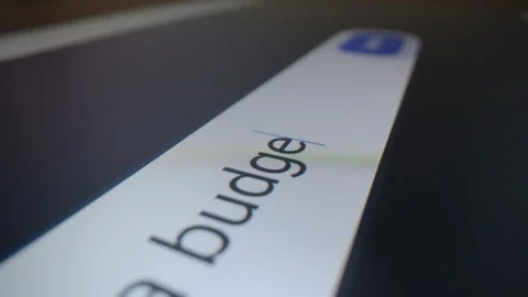 Entering a budget planning request into an AI chatbot on a tablet Stock Footage 346664320