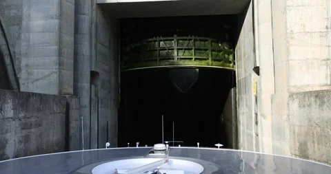 Entering the Carrapatelo Lock on the River Douro, Portugal Stock Footage 257622488