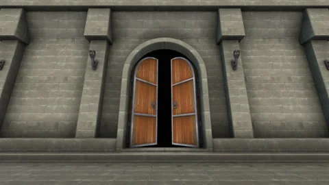 Entering Castle Door Stock Footage 135844326