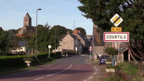 Entering Courtils, France Stock Footage