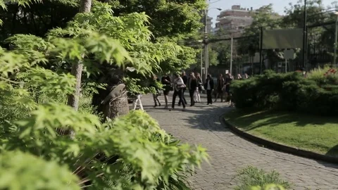 Entering courtyard Stock Footage 77049620