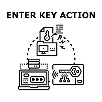 Entering digital key action for access security Illustrazione stock