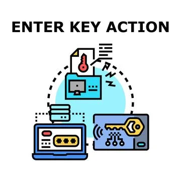 Entering digital key action for access security Stock Illustration