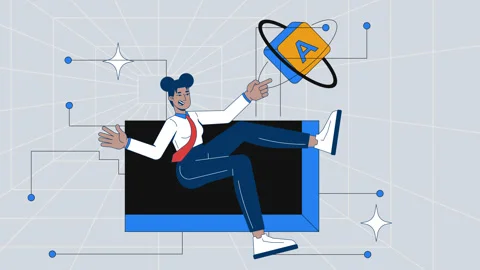 Entering digital library dimension with computer key 2D mixed media animation Stock Footage 324706975