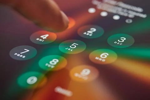 Entering digital passcode Foto stock