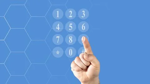 Entering digits on virtual display, concept Stock Photos