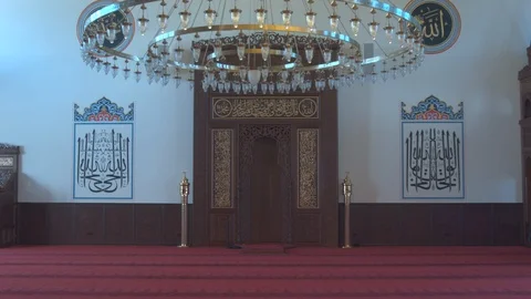 Entering empty islamic mosque Stock Footage 88039825