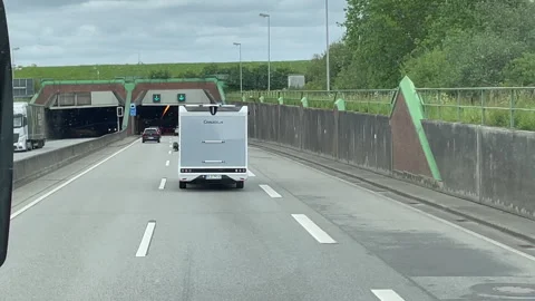 Entering the Emstunnel under the River Ems. Stock Footage 335888548